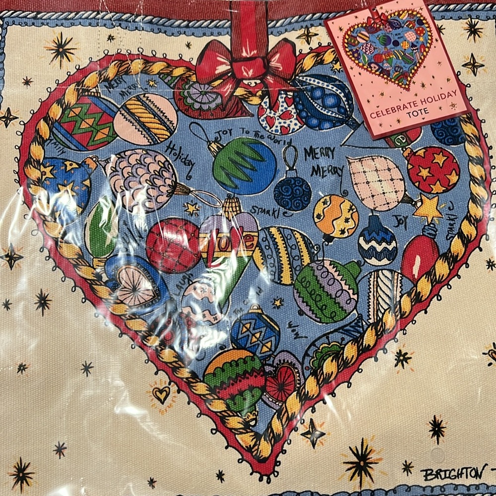 NWT Brighton Holiday Tote Bag, Canvas, Christmas 2023, In Package - Picture 3 of 9